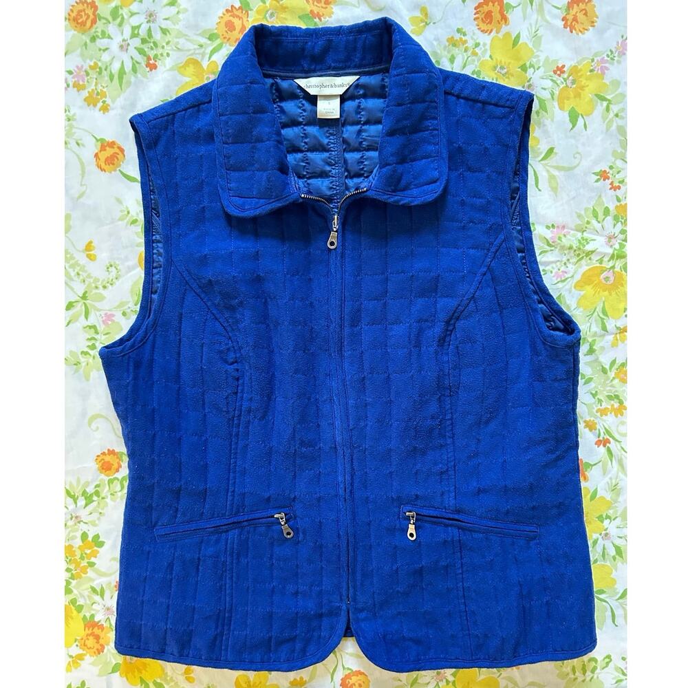 Vintage Christopher & Banks quilted blue vest